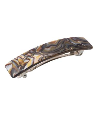 French Amie Oblong 3.5 Celluloid Handmade No Slip Hair Clip Barrette for Women  Made in France (Silver Onyx)