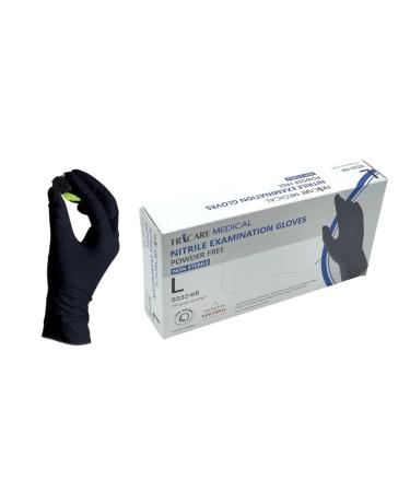 TRICARE MEDICAL Nitrile Exam Gloves Low Derma Chemo Drug Tested Berry Black 3.5 Mil 100 X-Large