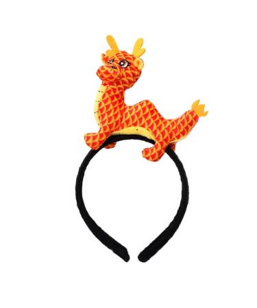 TQUXNGA Chinese Seraphim Headband for Women Girls Cute Dragon Chinese Zodiac Headwear Plush Dragon for New Year Party Red