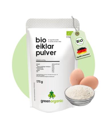 Organic Workout Organic egg white powder pure egg white protein from organic eggs for cooking baking and shakes pasteurized spray dried 175g GreenOrganic Eiklar 175 g