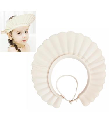 Baby Shower Cap Bath Visor Protection Silicone Adjustable Safe Shower Bathing Cap for Infants Toddler Baby Kids Children (6 Months-12 Years Old Beige)