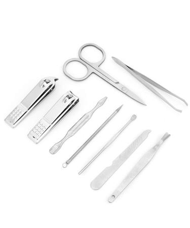 9pcs Stainless Steel Fingernail Clippers Kit - Nail Clippers Nail File Ear Pick & Eyebrow Scissors (Black) - International Shipping Available - Buy Online on GoSupps.com