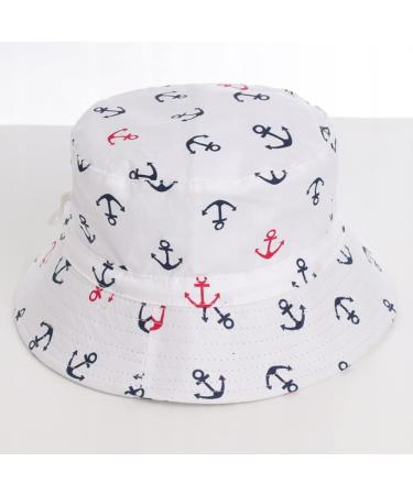XYIYI Kids Bucket Hat | Adjustable Sun Hat for Boys & Girls 12-24 Months | Anchor White Beach Hat - Buy Online on GoSupps.com