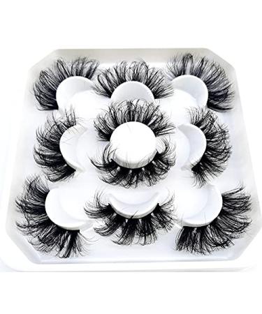 HBZGTLAD new 5 Pairs 25 mm 3d Mink Lashes Bulk Faux with Custom Natural Mink Lashes Pack Short Wholesales Natural False Eyelashes (QZ-09)