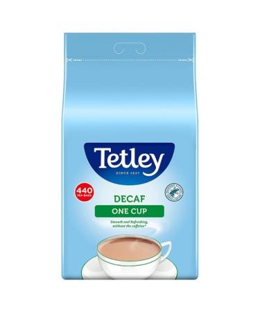SHESTORE24 Tetley Decaf One Cup 440 Tea Bags: Decaffeinated English black tea without caffeine from England in a large resealable 440g pack