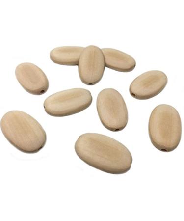 Wendysun 100Pcs Wood Bead-Oval Llat Natural Unfinished Wood Beads 22mmx34mm Wood Jewelry Accessories Beads Supplies