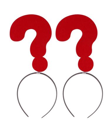 Amosfun 2Pcs Question Mark Headband Party Photo Booth Headband Holiday Christmas Hair Hoop Costume Headpiece Party Favors Red