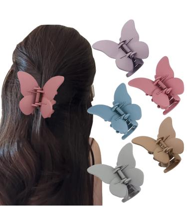 Butterfly Hair Clips 5pcs Hair Clips for Women 2.7'' Large Butterfly Claw Clips for Hair Non Slip Cute Butterfly Clips Strong Hold for Thin Thick Hair Matte Butterfly Claw Clip for Women Girls Christmas Gifts Pink Purple...