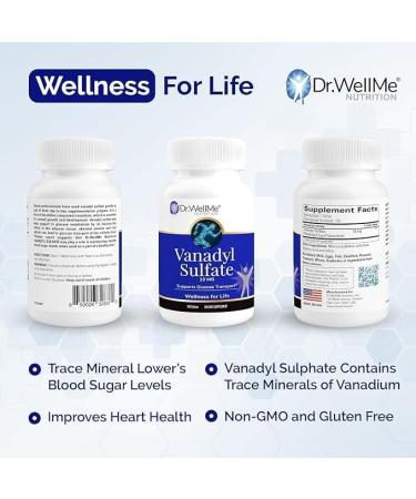 Dr. WellMe Vanadyl Sulfate 10mg 200 Tablets Glucose & Metabolism Health Non-GMO Gluten-Free Supplement for Men & Women - 2 Pack 100 Count (Pack of 2) - Buy Online on GoSupps.com