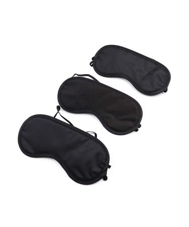 3 Pcs Sleep Mask for Sleeping with Elastic Strap Lightweight Soft Comfortable Light Blocking Night Blindfold Eye Shades for Travel Airplane Nap (Black)