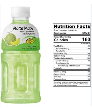 Mogu Mogu Melon Juice with 25% NATA De Coco Energy Booster Drink (Pack Of 6) Full Of Fruit Fibres Delicious And Nutritious Drink Tasty And Twisty Treat Gift Hamper Sold By Kidzbuzz - Buy Online on GoSupps.com
