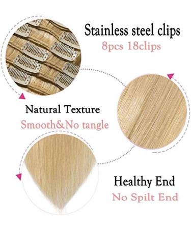 Real Remy Human Hair Clip In Extensions 8pcs 18clips 80g - #613 Light Blonde - Buy Online on GoSupps.com