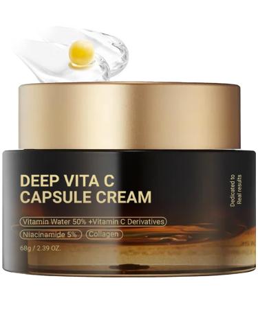 Deep Vitamin C Golden Capsule Face Moisturizer - Liposome Capsules For Wrinkles Skin Radiance - Transparent Gel with Collagen & Niacinamide for Firming Repairing Hydrating Skin Care