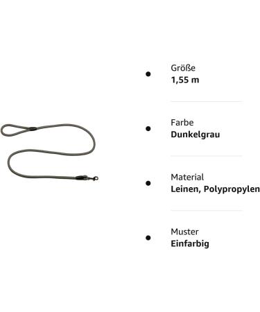 Premium Rope Dog Leash with Hand Loop - 10mm 27 Colors 7 Lengths (1.55m Dark Grey) - Ideal for Comfortable Control - Buy Online on GoSupps.com
