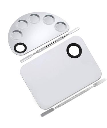 2 Pack Professional Makeup Palette 2 Types Pro Lady Stainless Steel Cosmetic Artist Spatula with Spatula Tool for Mixing Foundation by ACKLLR Silver