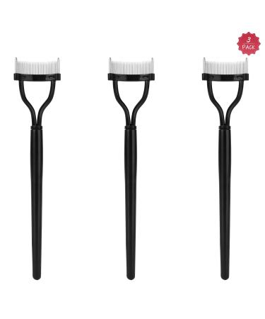 Fulaicai 3PCS Eyelash Combs 5.51 Inch Eyelash Comb Curlers Makeup Eyelash Comb Separator Black Arc Designed Eyelash Definer Comb Mascara Applicator for Eyelash Grooming