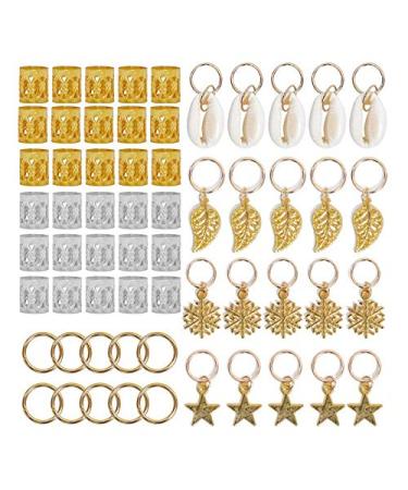 YIZAN 80Pcs African Hair Jewelry Braid Accessories Decorations Metal Hair Ring Tubes Cuffs Dreadlocks Dread Beads