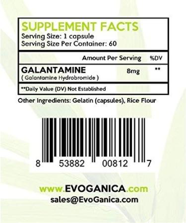 EVOGANICA Galantamine 8mg - 60 Capsules | Premium Quality Brain Health Supplement - Buy Online on GoSupps.com