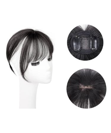 Bangs Clip in Bangs Mini Fringe Hairpiece Straight Clip in Forehead Topper with Wispy Bangs Extension Thin 3D Air Hair Bangs Invisible Seamless Straight Neat Bangs for Women Curved Bangs for Daily W 3D natural black