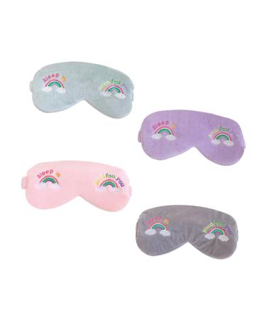 Healeved 4pcs Rainbow Eye Mask Scrunchies for Girls Hair Ties for 3D Eye Mask Girls Hairbands with Bows Girls Hairbands with Teeth Wired Head Wraps Girls Blindfold at Night