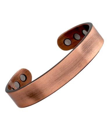 Reevaria - Pure Copper Plain Magnetic Heavyweight Cuff Bracelet for Men, with 8 Magnets 3500 Gauss- Recovery and Pain Relief - Arthritis, Golf and Other Sports, Carpal Tunnel