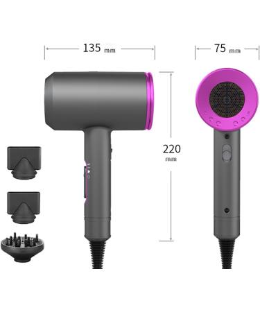 YHANNI Hair Dryer 1800W with Negative Ion Technology:Fast Drying Low Noise 2 Concentrator Nozzles 1 Diffuser - Perfect for Home Salon and Travel - Buy Online on GoSupps.com