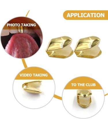 SUPVOX 2Pcs Gold Plated Small Single Tooth Cap Hip Hop Teeth Grill - Golden | Premium Quality - Buy Online on GoSupps.com