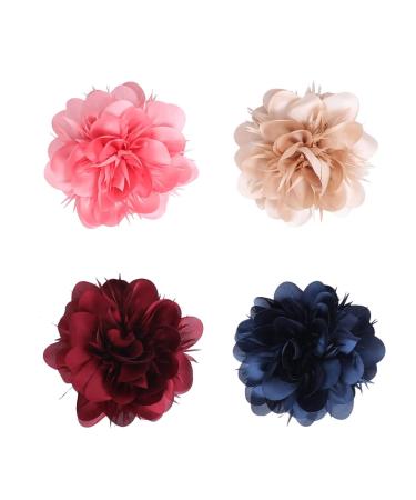 4 Pack Big Large Hair Claws Flower Clips Plastic Bun Holders Clamps Barrettes Accessories for Women and Girls Thick Hair