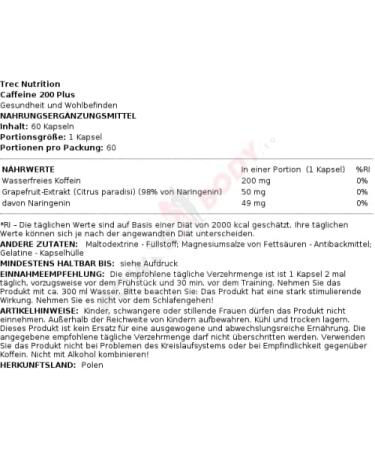 Shop Trec Nutrition Caffeine 200 - Enhances Performance & Endurance - 60 Capsules for Muscle Building | Free Shipping Worldwide - Buy Online on GoSupps.com