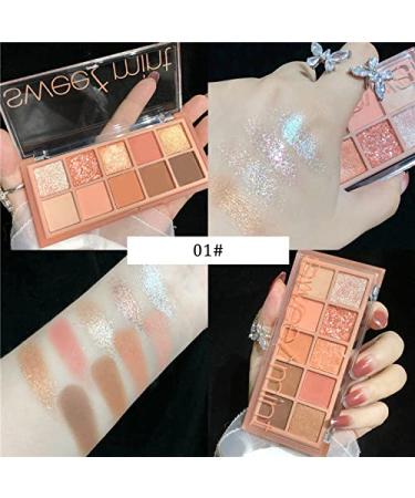 Go Ho 10 Colors Eyeshadow Palette - Matte & Glitter, Korean Makeup, High Pigmented Shades - Waterproof Eyeshadow Palette in Peach Style - Buy Online on GoSupps.com