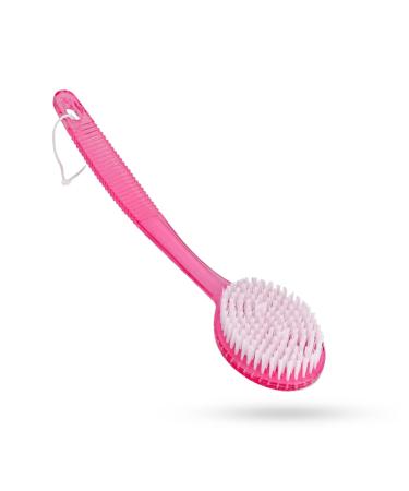 Bistras Bath Brush with Bristles  Bath and Shower Scrubber  Long Handle for Exfoliating Back  Body  and Feet  Pink (1 Pack) Pink 1 Pk