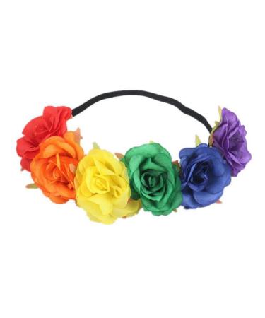 Gay Pride Headband Rainbow Flower Headband Rose Flower Headpiece Pride Hair Accessories for Pride Party Style 2 Headbands colorful 2
