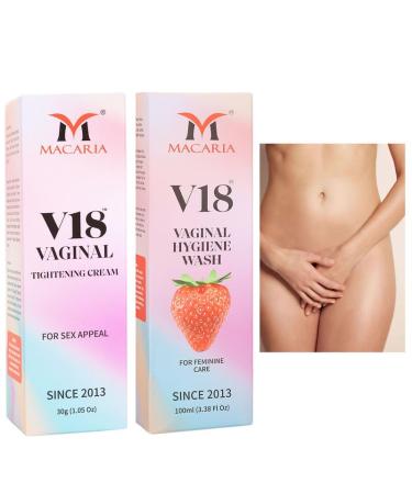 MACARIA V18 Virgin vaginal tightening feel again cream gel + vaginal private part wash natural for women