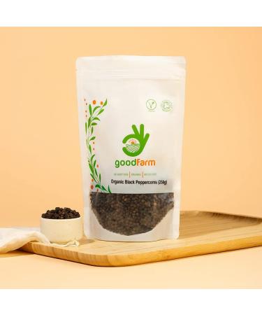 GoodFarm Organic Black Peppercorns 250g - Certified Malabar Variety | Superior Quality, Aroma & Taste - Buy Online on GoSupps.com