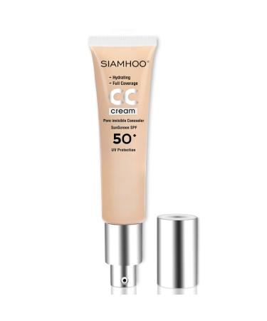 SIAMHOO CC Cream Foundation with Spf 50+ Full Coverage Foundation Makeup Color Corrector Even Skin Tone, 1.58 fl.oz/ 45ml (Naturel)