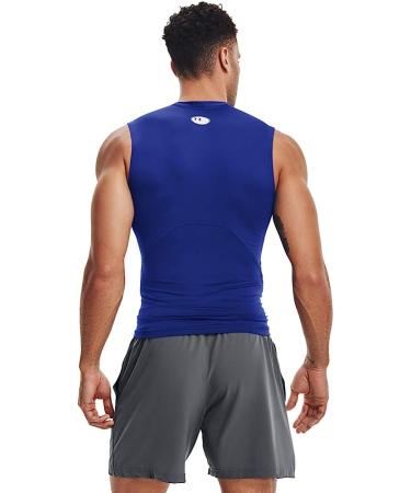 Under Armour Men's HeatGear Compression Sleeveless T-Shirt - Royal Blue/White, X-Large - Buy Online on GoSupps.com