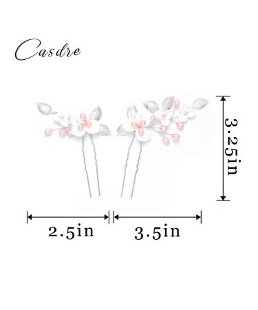 Casdre Silver Pink Pearl Bride Wedding Hair Pins - Bridal Hair Accessories for Women and Girls (Pack of 2) - Buy Online on GoSupps.com