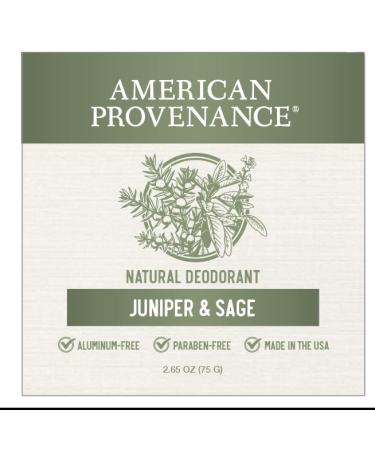 American Provenance Aluminum Free Natural Deodorant For Women and Men - Juniper and Sage - 24 Hour Odor Protection Cruelty Free - Made in the USA (1 pack) Juniper & Sage - Buy Online on GoSupps.com