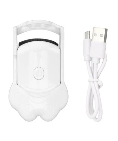 Heated Eyelash Curlers Electric Lash Curler Handheld Eyelash Heated Curler USB Rechargeable Eye Lash Curler 2 Tempreture Setting (White)