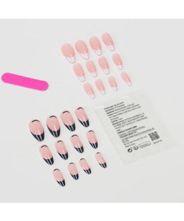 24Pcs/Set Press On Nails Medium Length Black Stripes False Nails Acrylic Fake Nails Full Cover Nails Tips Artificial Finger Manicure Press on nails for Women and Girls - Buy Online on GoSupps.com