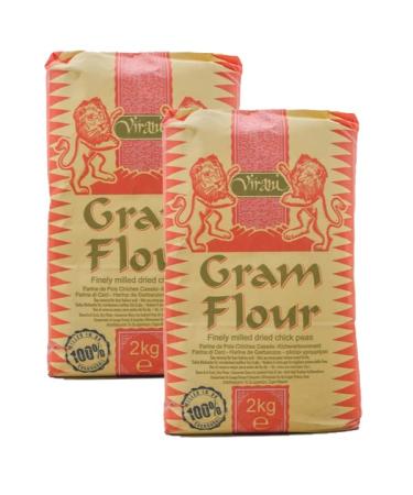 Virani Gram Flour 2kg (Pack of 2) - Used in Curries as a Thickener - Also Used to make Pakoras Onion Bhajees