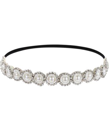 Elastic Headband with Rhinestone&Beads Decors Hair Hoop Women Wedding Party Taking Photo Headband 1 - Buy Online on GoSupps.com
