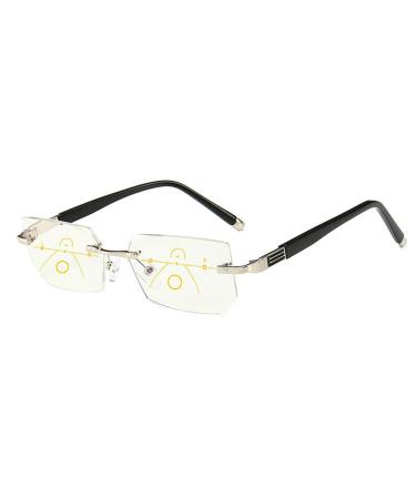 Libiyi Intelligent Reading Glasses Dotmalls Intelligent reading glasses intelligent dual focus reading glasses anti-blue reading glasses for men with double focus (Silver B)