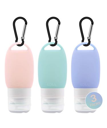 Veroyi Silicone Travel Bottles Leak Proof Squeezable Travel Tubes Set with Keychain Refillable Containers for Shampoo Lotion Soap (3 Packs)