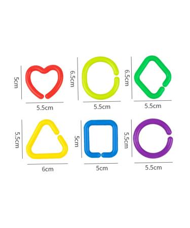 Safigle 70 STK Geometric Chain Buckle Colorful Connecting Toys for Toddlers | Durable Baby Ring for Travel Cribs | 2 Pieces - 5.5x5.5cm - Buy Online on GoSupps.com