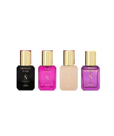 Nisaraa Long Lasting Women Perfume Gift Set 4x15ml for Christmas & New Year with | Midnight Tease | Girl Power | Vanilla Rush | Miss Gorgeous | Ideal gift for Women