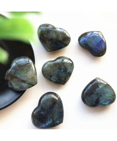 Soulful Healing Crystal Heart Moonstone Labradorite Palm Stone Set - Reiki Meditation Therapy Stress Relief Decor - 2Pcs 2-3cm - Buy Online on GoSupps.com