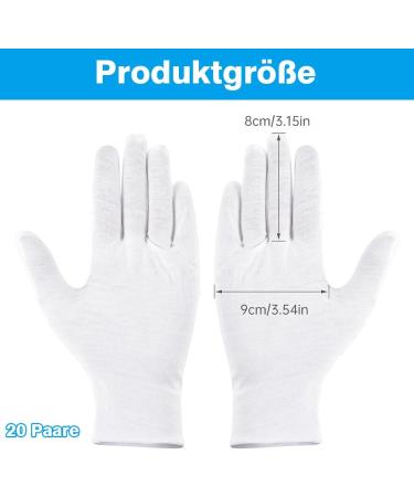White Cotton Gloves 20 Pairs Moisturising Gloves White Neurodermatitis Work Gloves for Moisturising Cosmetics Hand Spa Treatment Inspection - Buy Online on GoSupps.com