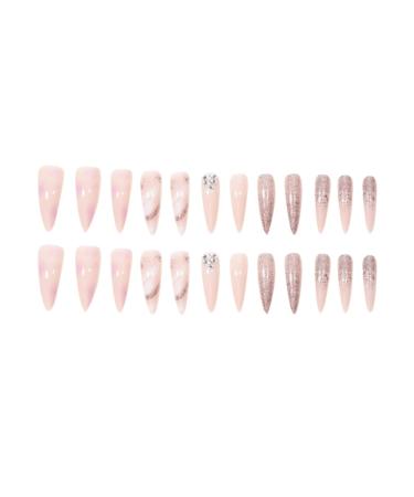 Justotry 24-Piece Rose Gold Marble Stiletto Press-On Nails | Almond Art Nails for Women - Stylish & Easy Stick-On Fingernails - Buy Online on GoSupps.com