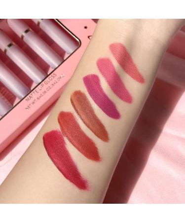 Colored Liquid Lipstick Set - 6 Velvet Matte Nude Pink Shades | Waterproof Long Lasting Non-Stick Cup Lip Gloss Kit | Perfect High Pigmented Makeup Gift for Women - Buy Online on GoSupps.com